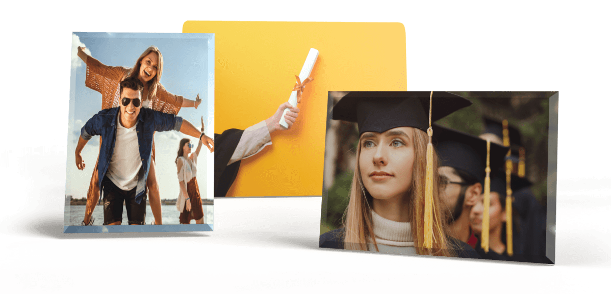 Graduation Pictures on Glass, Metal, Hardboard and more!